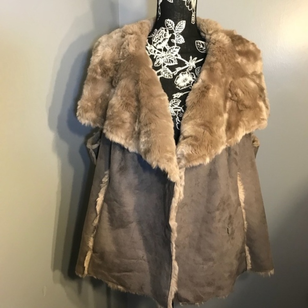 Faux Suede & Sheerling Vest
